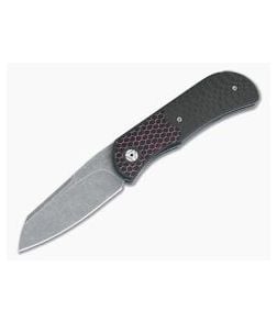 Burger Custom EXK Plus Carbon Fiber Red C-TEK Acid Wash M390 IKBS Top Flipper - CU-4188 1
