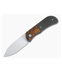 Burger Custom EXK Plus Carbon Fiber Maple Burl Satin M390 IKBS Top Flipper - CU-4189 1