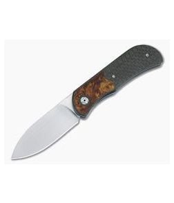 Burger Custom EXK Plus Carbon Fiber Maple Burl Satin M390 IKBS Top Flipper - CU-4190 1