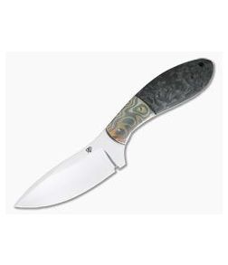 Aaron Frederick Custom Fixed Blade Skinner Brass Zirconium Bolster Marbled Carbon Fiber 4204 - CU-4204 1