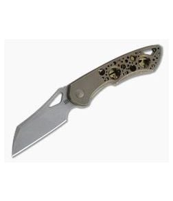Olamic Cutlery Whippersnapper Wharncliffe Stonewashed 20CV Bronze Kinetic Earth Acid Rain Top Flipper 4240 - CU-4240 1