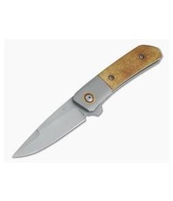 Roe Knives Custom Hostile Gentleman AEB-L Bolstered Vintage Paper Micarta Titanium Liner Lock Flipper 4243 - CU-4243 1
