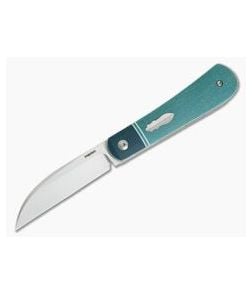Enrique Pena Custom Swayback Wharncliffe Bolstered Teal Crosscut G-Carta Micarta Top Flipper 4258 - CU-4258 1