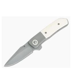 Roe Knives Custom Hostile Intent S30V Bolstered Faux Ivory Blasted Titanium Liner Lock Flipper 4260 - CU-4260 1