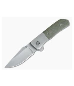 Roe Knives Custom Hostile Intent S30V Bolstered Green Canvas Micarta Titanium Liner Lock Flipper 4279 - CU-4279 1