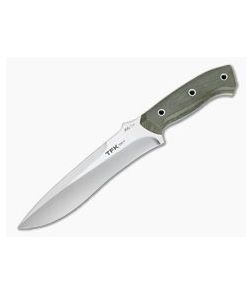 Mike Irie TFK Tactical Field Knife Green Canvas Micarta Satin S30V Fixed Blade 4282 - CU-4282 1