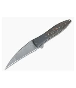 Brad Zinker Custom Flarehawk LLF Stonewashed CPM 154 Zirc Bolsters Copper Snakeskin FatCarbon Flipper 4298 - CU-4298 1