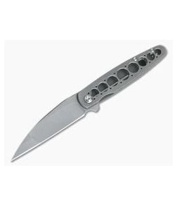 Brad Zinker Custom TDWC Teardrop Wharncliffe Stonewashed CPM 154 Titanium Frame Lock Flipper 4299 - CU-4299 1