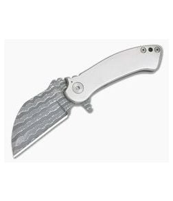 Grindhouse Knives TMAx #12 Nichols Damascus Satin Double Titanium Flipper - CU-4314 1