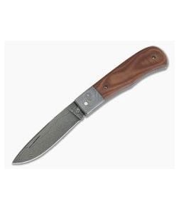 Chuck Hawes Custom Brown Linen Micarta Small Remington Damascus Blade Slip Joint - CU-4317 1