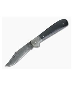 Chuck Hawes Custom Double Black Canvas Micarta Copperhead Ladder Damascus Slip Joint - CU-4320 1