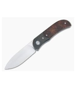 Burger Custom LEXK Plus Satin M390 Carbon Fiber Bolstered Ironwood Titanium Liner Lock Top Flipper - CU-4322 1