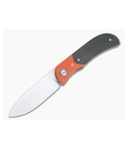 Burger Custom LEXK Plus Satin M390 Orange G10 Bolstered Carbon Fiber Titanium Liner Lock Top Flipper - CU-4323 1
