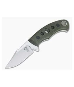 Tom Krein Custom Pocket Bowie Green Linen Micarta Satin Nitro-V Fixed Blade 4333 - CU-4333 1