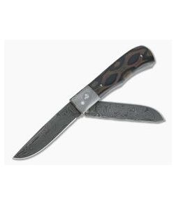 Chuck Hawes Custom Two-Blade Small Remington Python Micarta Burl Damascus Slip Joint 4334 - CU-4334 1