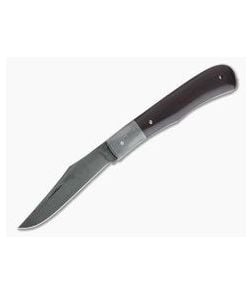 Chuck Hawes Custom One-Blade Trapper Red Linen Micarta Burl Damascus Slip Joint 4336 - CU-4336 1