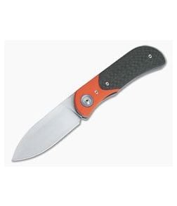 Burger Custom EXK Plus Orange G10 Bolstered Carbon Fiber Satin M390 Liner Lock Top Flipper 4342 - CU-4342 1