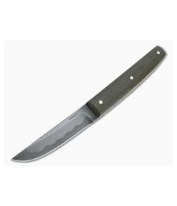 Chuck Hawes Custom Kwaiken Hamon W2 Green Canvas Micarta Fixed Blade Knife 4353 - CU-4353 1