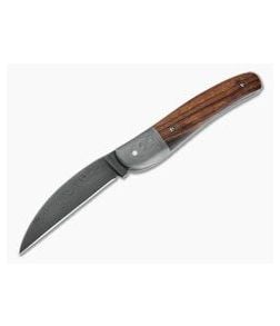 Chuck Hawes Custom Desert Ironwood Wharncliffe Whittler Modified Ladder Damascus Blade Slip Joint - CU-4360 1
