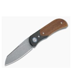 Burger Custom EXK Plus Carbon Fiber Bolstered Natural Micarta Acid Washed M390 Front Flipper 4361 - CU-4361 1