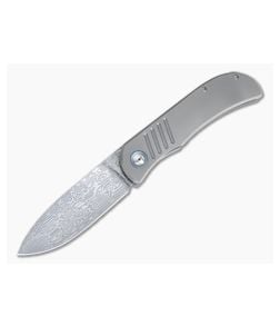 Burger Custom LEXK SFL Damasteel Spear Point Titanium Frame Lock Top Flipper - CU-4378 1