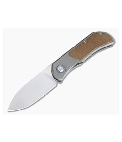 Burger Custom EXK SFL Satin M390 Spear Point Micarta Titanium Frame Lock Top Flipper - CU-4388 1