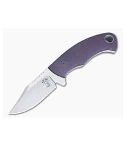 Tom Krein Custom Pocket Bowie Blasted Purple G10 Satin Nitro-V Fixed Blade - CU-4390 1