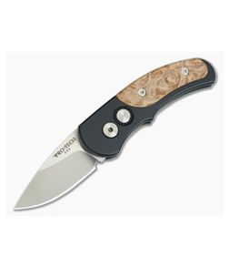 Protech Runt J4 Black Maple Burl Inlays CA Legal Automatic Satin 154CM 4406 - PT-4406 1