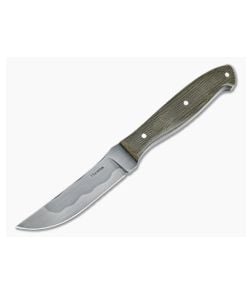 Chuck Hawes Custom Trailing Point Hamon W2 Green Canvas Micarta Fixed Blade Knife 4413 - CU-4413 1