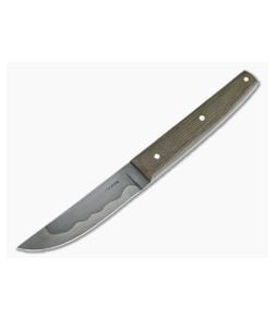Chuck Hawes Custom Kwaiken Hamon W2 Green Canvas Micarta Fixed Blade Knife 4416 - CU-4416 1