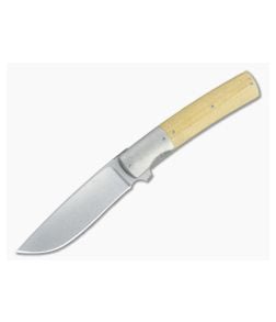 Brad Zinker FR Stretch LLF Stonewashed CPM-154 Bolstered Vintage Linen Micarta Liner Lock Flipper 4465 - CU-4465 1