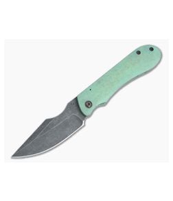 Maverick Custom Knives Frame Lock Front Flipper Harpoon Clip Acid Washed 10V Green Titanium Folder 4478 - CU-4478 1