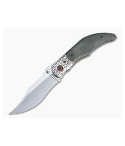 Alan Folts Sultan Two-Tone Mirror CPM154 Bolstered Green Canvas Micarta Liner Lock Folder 4483 - CU-4483 1