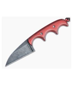 Alan Folts Minimalist Wharncliffe Acid Washed CPM-154 Cherry Red/Black G10 Fixed Blade 4488 - CU-4488 1