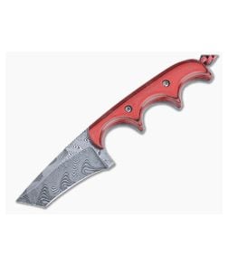 Alan Folts Minimalist Tanto Gaston Damascus Cherry Red/Black G10 Fixed Blade 4489 - CU-4489 1