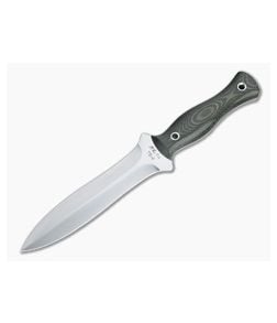 Mike Irie TS-6 Dagger Satin CPM-154 Green and Black Linen Micarta Fixed Blade 4519 - CU-4519 1