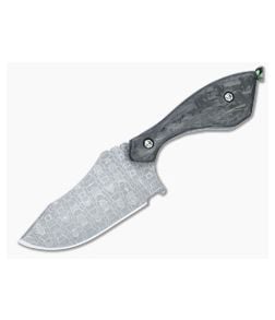 Otha Custom Klax Clip Point Carbon Lizard Damascus Shred Carbon Fiber Fixed Blade 4524 - CU-4524 1