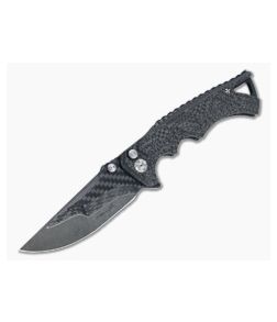 Brian Tighe Custom Tighe Fighter Drop Point Acid Wash S90V San Mai Carbon Fiber Flipper 4549 - CU-4549 1
