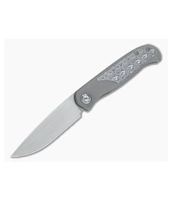 Burger Custom Atlas SFL Drop Point Satin M390 Damasteel Gray Frame Lock Front Flipper 4566 - CU-4566 1