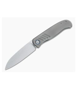 Burger Custom Atlas SFL Sheepsfoot Satin Elmax Grooved Gray Titanium Frame Lock Front Flipper 4571 - CU-4571 1