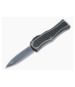 Marfione Custom Hera Double Edge Hot Blued Mosaic Damascus Carbon Fiber Titanium OTF Automatic 4585 - CU-4585 1