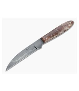 Chuck Hawes Custom Wharncliffe Hamon W2 Dyed Cow Bone Fixed Blade Knife 4617 - CU-4617 1