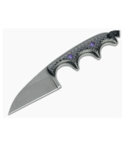 Alan Folts Custom Minimalist Wharncliffe Tumbled CPM-154 Carbon Fiber Fixed Blade Neck Knife 4633 - CU-4633 1