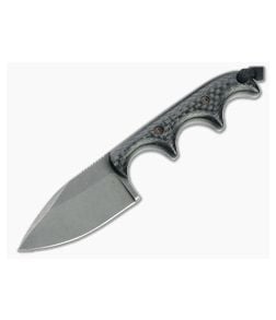 Alan Folts Custom Minimalist Spear Point Tumbled CPM-154 Carbon Fiber Fixed Blade Neck Knife 4635 - CU-4635 1