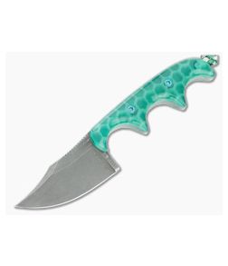 Alan Folts Custom Minimalist Bowie Tumbled CPM-154 Glow Matrix Acrylic Fixed Blade Neck Knife 4637 - CU-4637 1