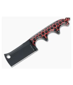 Alan Folts Custom Minimalist Cleaver Black CPM-154 Red Matrix Acrylic Fixed Blade Neck Knife 4640 - CU-4640 1