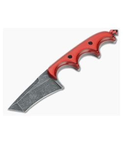 Alan Folts Custom Minimalist Tanto Blackwash CPM-154 Cherry/Black G10 Fixed Blade Neck Knife 4643 - CU-4643 1