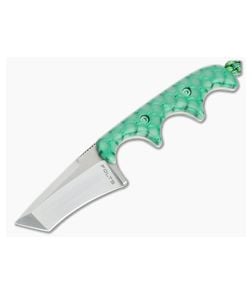 Alan Folts Custom Minimalist Tanto Hand Rubbed CPM-154 Green Fish Scale Acrylic Fixed Blade Neck Knife 4644 - CU-4644 1