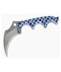 Alan Folts Custom KeraMinimalist Tumbled CPM-154 Blue Fish Scale Acrylic Fixed Blade Neck Knife 4646 - CU-4646 1