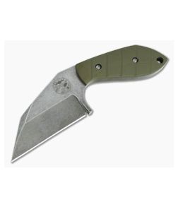 Trash Panda Knives F Off Stonewashed CPM-3V Grooved Green G10 Fixed Blade Knife 4653 - CU-4653 1